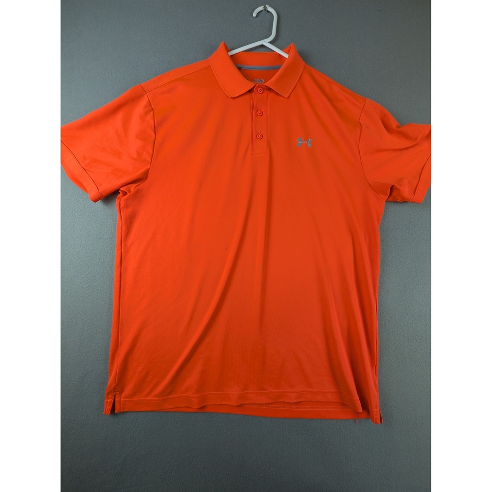 Under Armour Mens HeatGear Loose Fit Polo Shirt Orange XL Short Sleeve